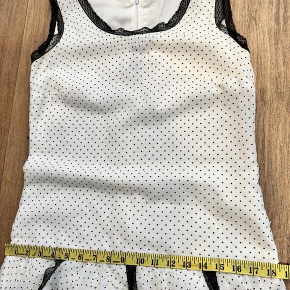 VTG Miss Elliette Dress 4 Polka Dot Black Lace Handkerchief White Goth Coquette - Picture 12 of 15